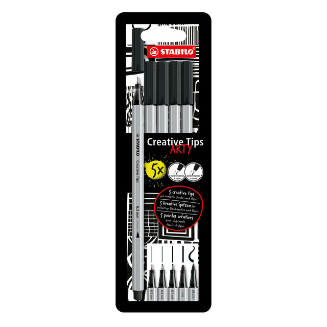 Stabilo - Kreative Tipps Arty Ass Tipps 5st Black | 10 Stücke