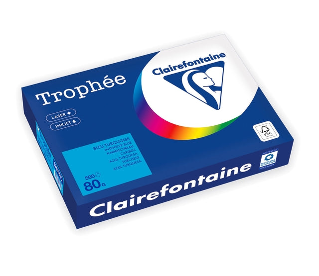 Kopieerpapier trophee a4 80gr caribenblauw | 5 stuks