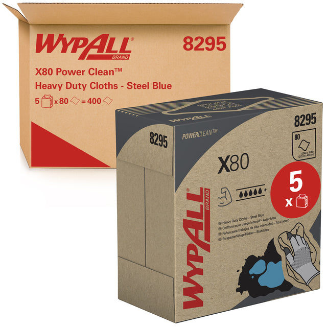 WYPALL - Reinigung von Stoff x80 PowerClean 426x212mm 80vel Pop -up -Blau 8295