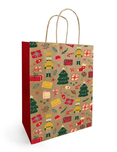 Papieren koordtas KERST 23x12x30cm Noella Naturel (50 stuks)