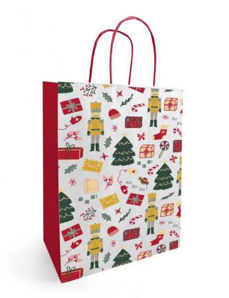 Papieren koordtas KERST 34x14x39,5cm Noella Blanc (50 stuks)