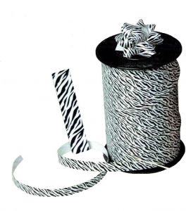 Lockenband - Tiere: Zebra drucken 10 mm x 250 Meter