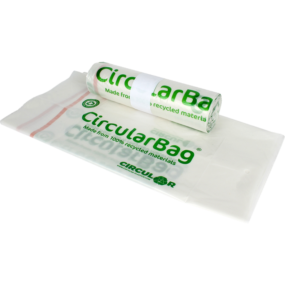 Rundschreiben - Abfallbeutel | Recyceltes LDPE | 400L | 70/ 14.5x193cm | 30my | Transparente 84 Stücke