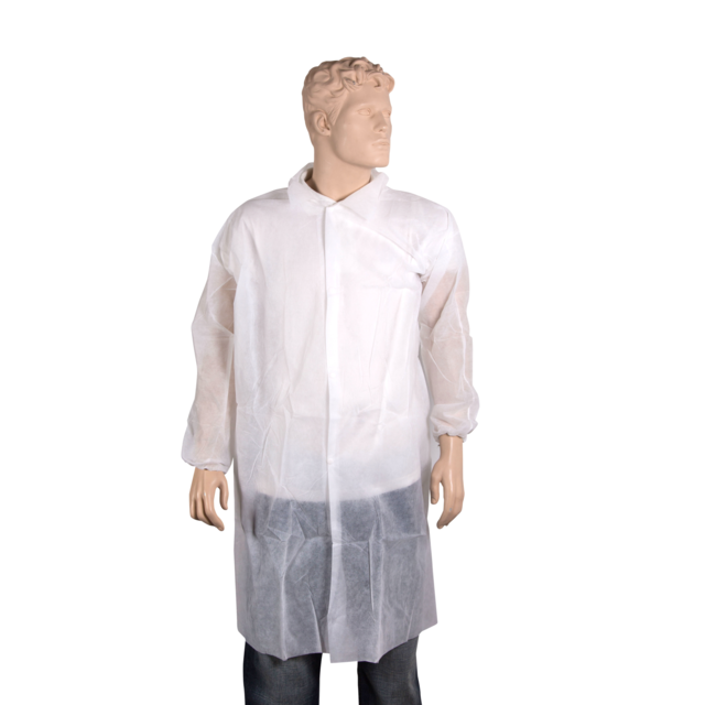 Komfort - Besuchermantel | Xl | Drücken Sie den Bolzen | Pp | Weiß | 50 Stück