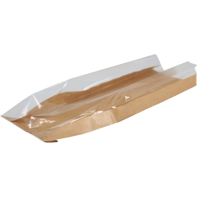Klika - Bag | Brot- und Gebäckbag Kraftpapier + PP + Cap | 16/ 5x50 cm | Braun | 1000 Stücke