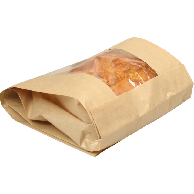 Klika - Bag | Brot- und Gebäckbag Kraftpapier + PP + Cap | 21/5x42cm | Braun | 1000 Stücke