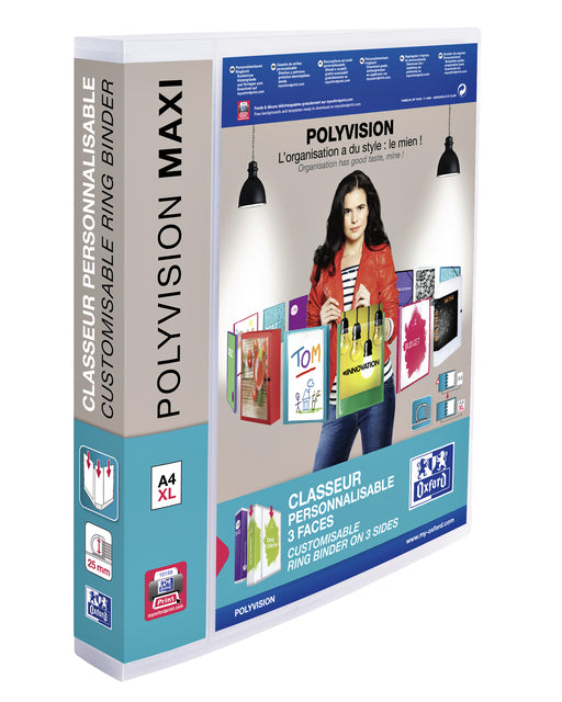 Bande de présentation Oxford Polyvision Maxi A4 XL 4 rings D-Mech 25 mm ..