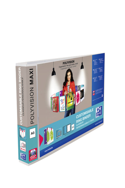 Bande de présentation Oxford Polyvision Maxi A3 Cross 4 rings D-Mech 30 mm Transparent | 5 pièces
