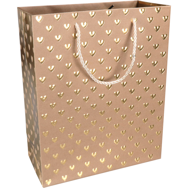 Klika - Tas | Liebe | Papier 26x 12x32cm | Tragetasche | Braun/Gold 10 Stück