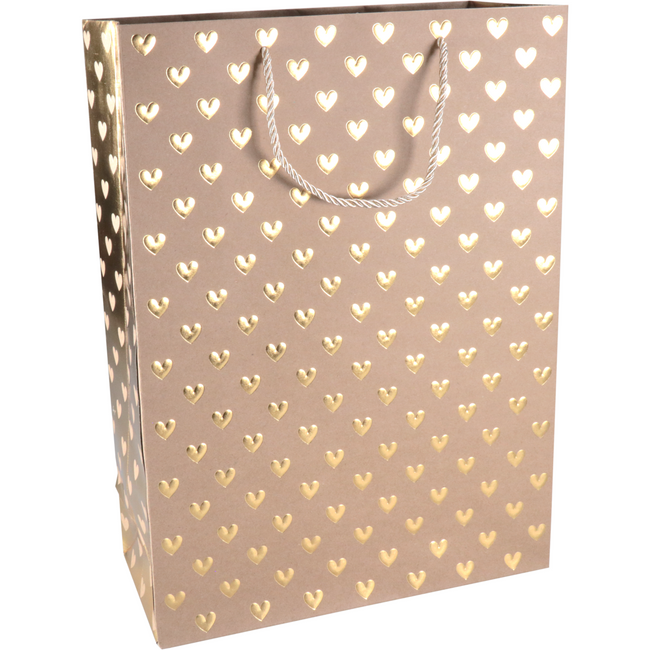 Klika - Tas | Liebe | Papier 30x 12x42cm | Tragetasche | Braun/Gold 10 Stück