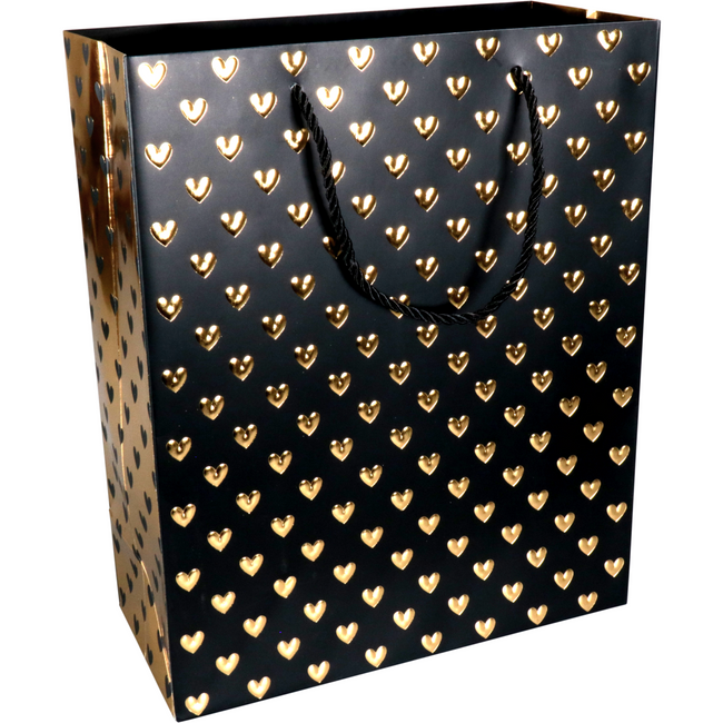 Klika - Tas | Liebe | Papier 26x 12x32cm | Tragetasche | Schwarz/Gold 10 Stück