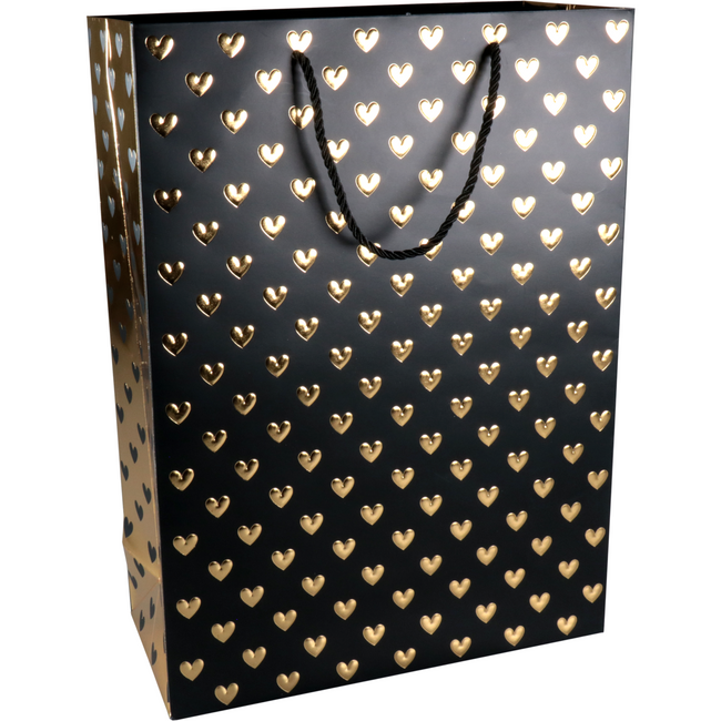 Tas | Love | Papier | 30x 12x42cm | draagtas | zwart/goud | 10 stuks