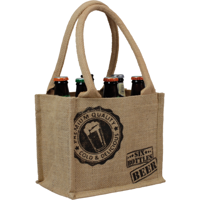 Klika - Tas | Mo Voyage | Jute | Wiederverwendbar | 21x14x18cm | Flaschenbag | Braun | 10 Stücke