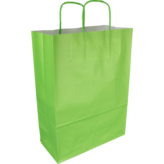 Klika - Tas | Kraftpapier verdrehte Papierkabel 24x 11x33cm | Tragetasche | Grün | 50 Stück