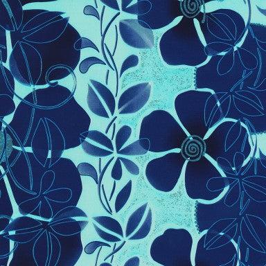 Klika - Geschenkpapier - Geschenkpapier - große blaue Blumen mit Silber 50 cm