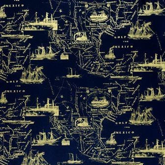 Klika - Geschenkpapier - Geschenkpapier - Gold Sea Chart auf Mat Navy 70 cm