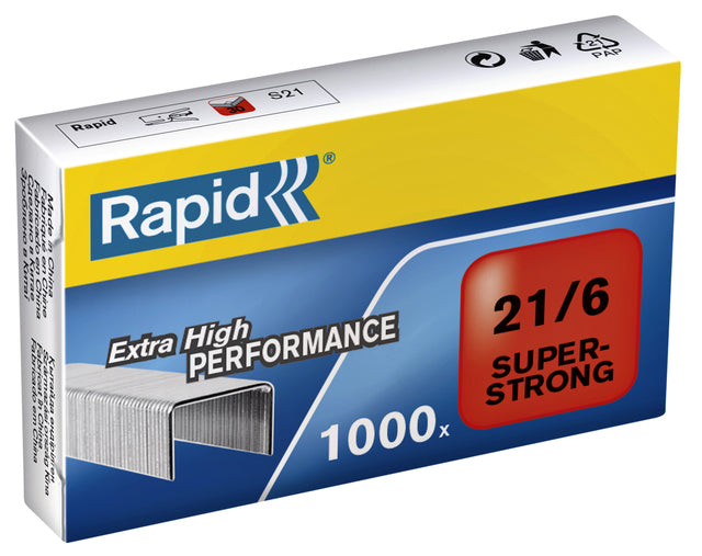 Heftklammern Rapid 21/6 verzinkt superstark 1000 Stück | Umkarton mit 5 Kartons x 1000 Stück