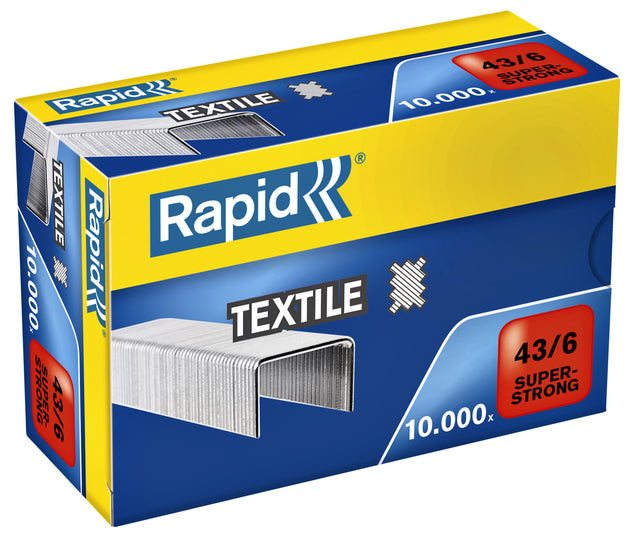 Heftklammern Rapid 43/6 Textil superstark 10.000 Stück | Karton mit 10.000 Stück