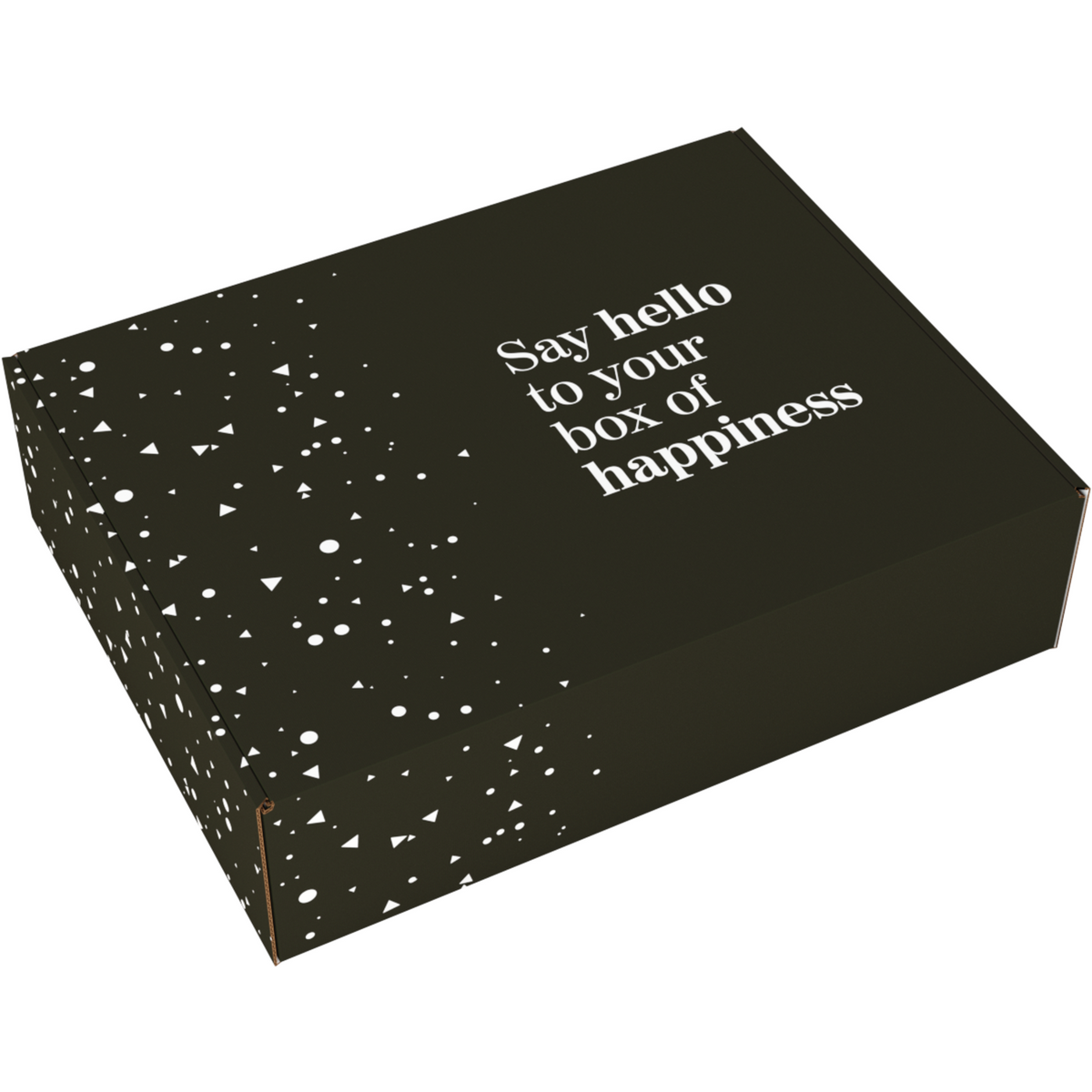Klika - Lieferbox | Hallo Glück | Golfkarton | 460x360x120mm | Schwarz -Weiß 15 Stücke