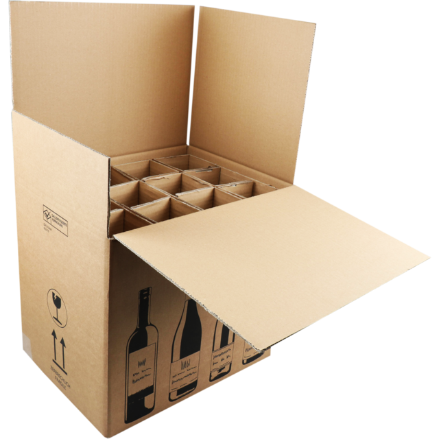 Sendroproof® Boîte dexpédition à vin Cardboard de golf | 12 bouteilles | 420x305x368mm | marron noir 5 pièces
