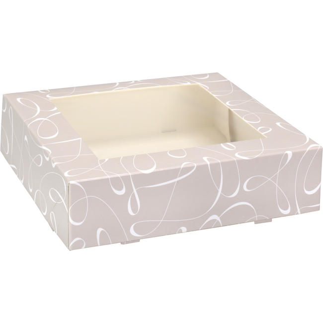 Klika - Gebaksdoos | Swirl | karton + PET | 19x19x5cm | met venster | 200 stuks