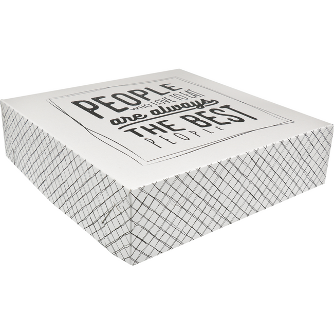 DEPA - Pack Box | Ich liebe es zu essen | Karton | 34x34x9cm | weiß/schwarze 50 Stück