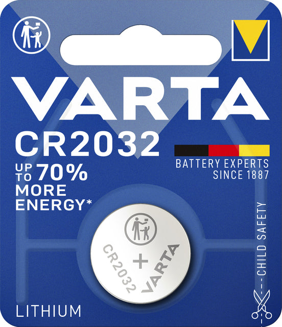 Batterie Varta Knopfzelle CR2032 Lithiumblister zu 1 Stück