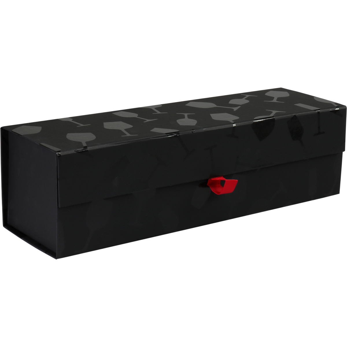 Klika - Magnet Box | Weinglas Pappe + PP | 1 Flasche | 327x93x93mm | Magnetverschluss schwarz | 10 Stücke