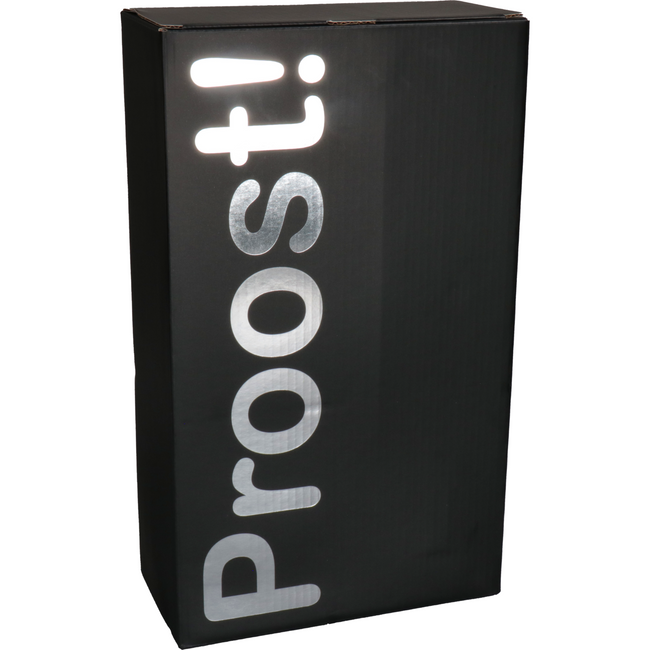 Klika - Flaschenbox | Prost! | Golfkarton | 2 Flaschen | 190x95x330mm | Schwarz/Silber 10 Stück