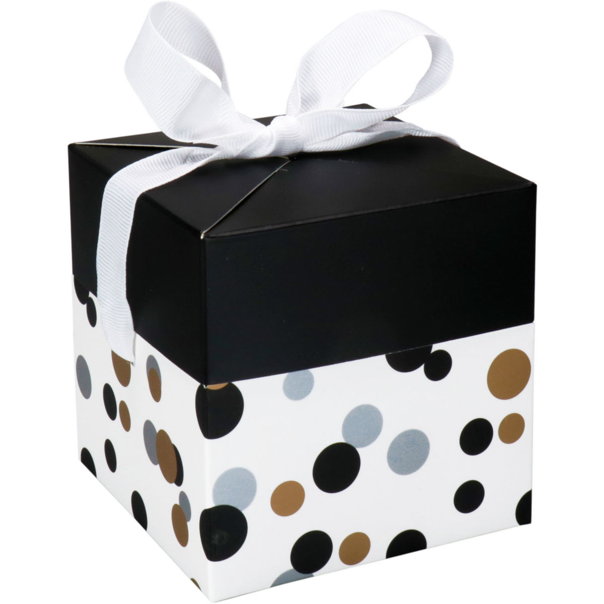 Klika - Pop -up -Box | Konfetti | Karton | 10x10x10cm | Silber/Gold/Schwarz 25 Stück