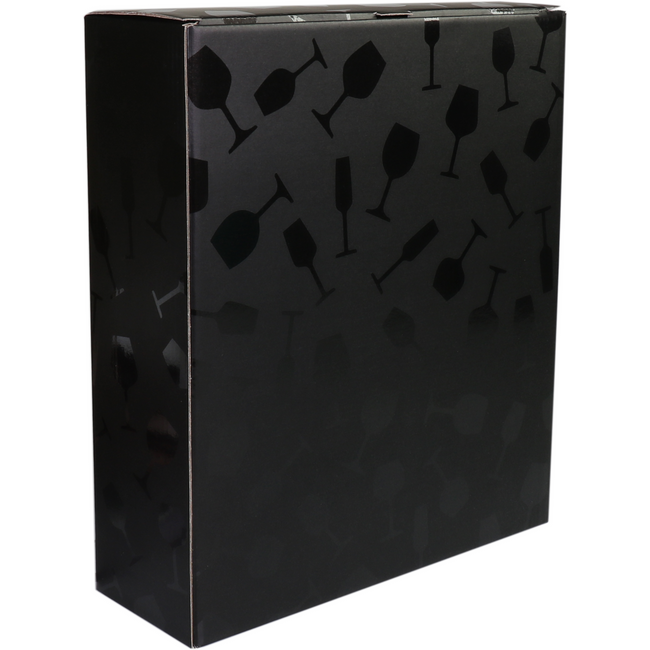 Klika - Flaschenbox | Weinglaskarton | 3 Flaschen | 285x95x330mm | Schwarz | 25 Stücke