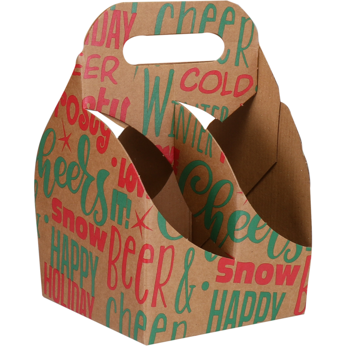 Klika - Tablett tragen | Winterwörter | 4-Box | Bier | 140x140x150mm | Golfkarton | grün/rot 25 Stücke
