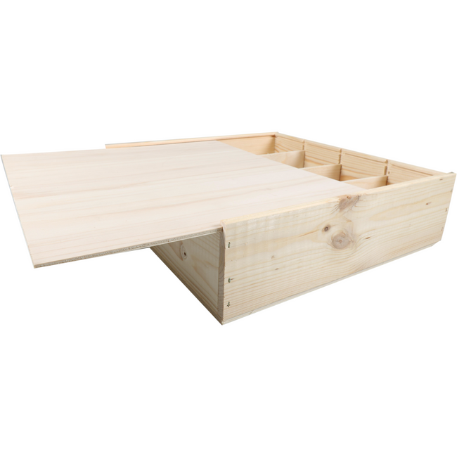Klika - Wijnkist | Holz | 4 Flaschen inkl. Deckel | 340x340x85mm | 5 Stücke