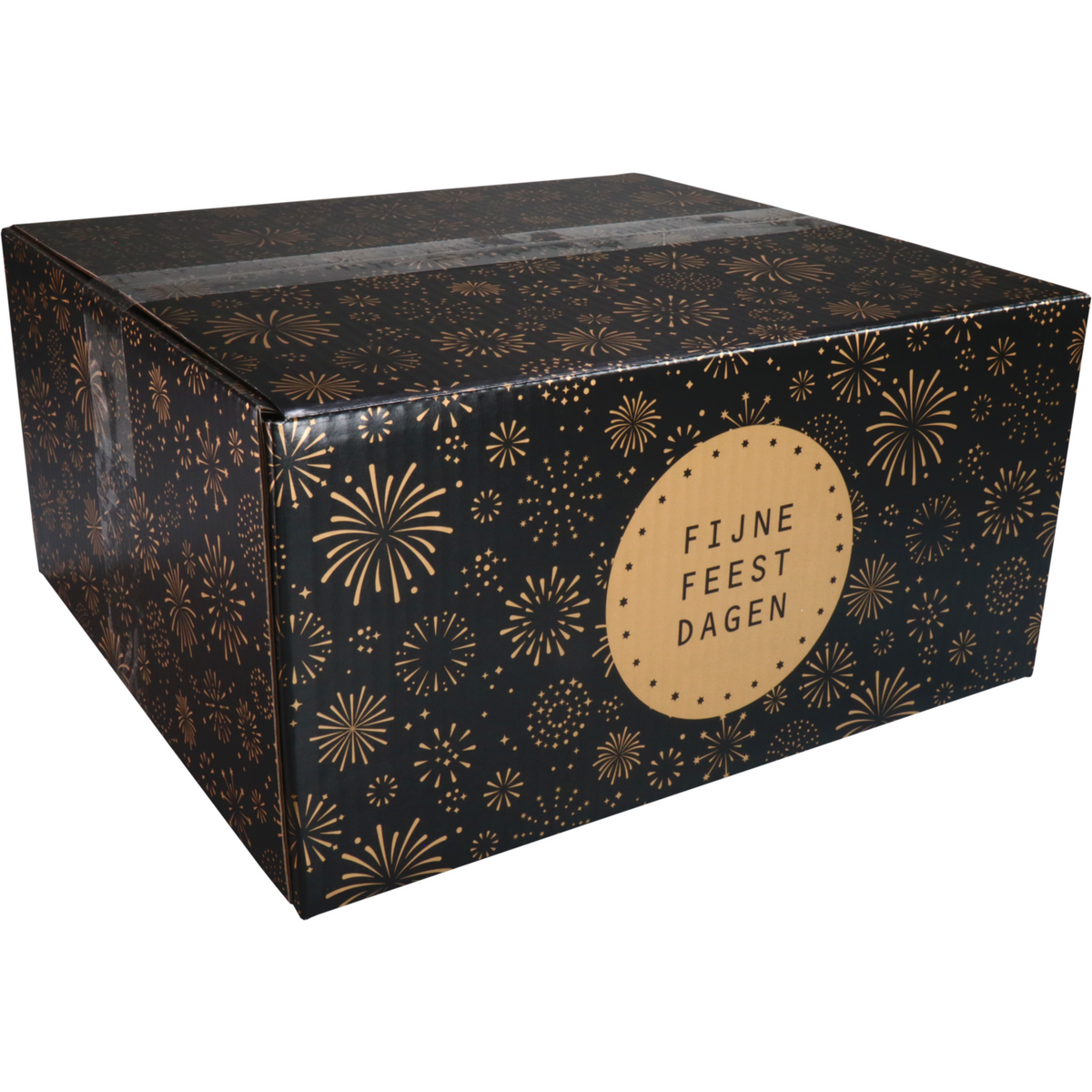 Klika - Weihnachtspaketbox | Feuerwerk | Golfkarton | 350x315x170mm | Weihnachten | B | Schwarz/Gold 10 Stück