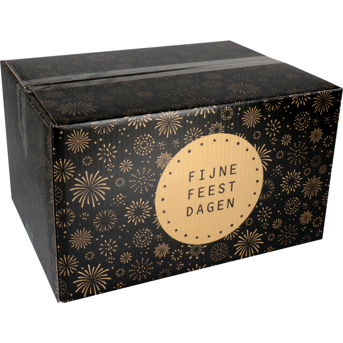 Klika - Weihnachtspaketbox | Feuerwerk | Golfkarton | 390x290x232mm | Weihnachten | C | Schwarz/Gold 10 Stück