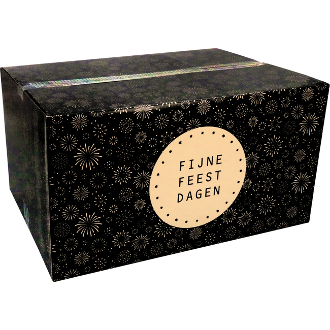 Klika - Weihnachtspaketbox | Feuerwerk | Golfkarton | 550x390x300mm | Weihnachten | E | Schwarz/Gold 10 Stück