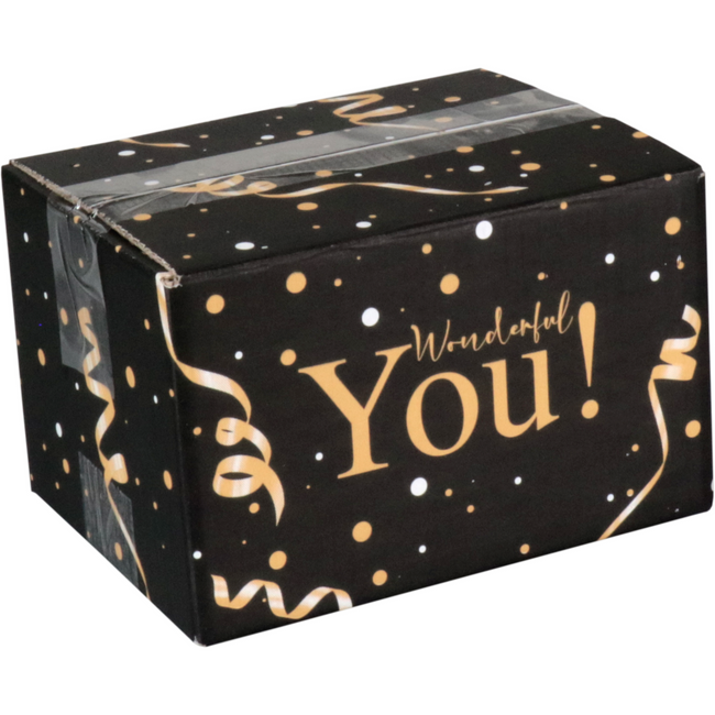 Klika - Geschenkdoos | Wonderful You | golfkarton | 200x160x130mm | zwart/goud | 15 stuks