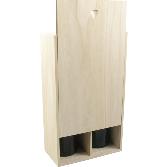 Klika - Wijnkist | Paulonia | Holz | 2 Flaschen | inkl. Deckel | 340x195x95mm | 1 Stücke
