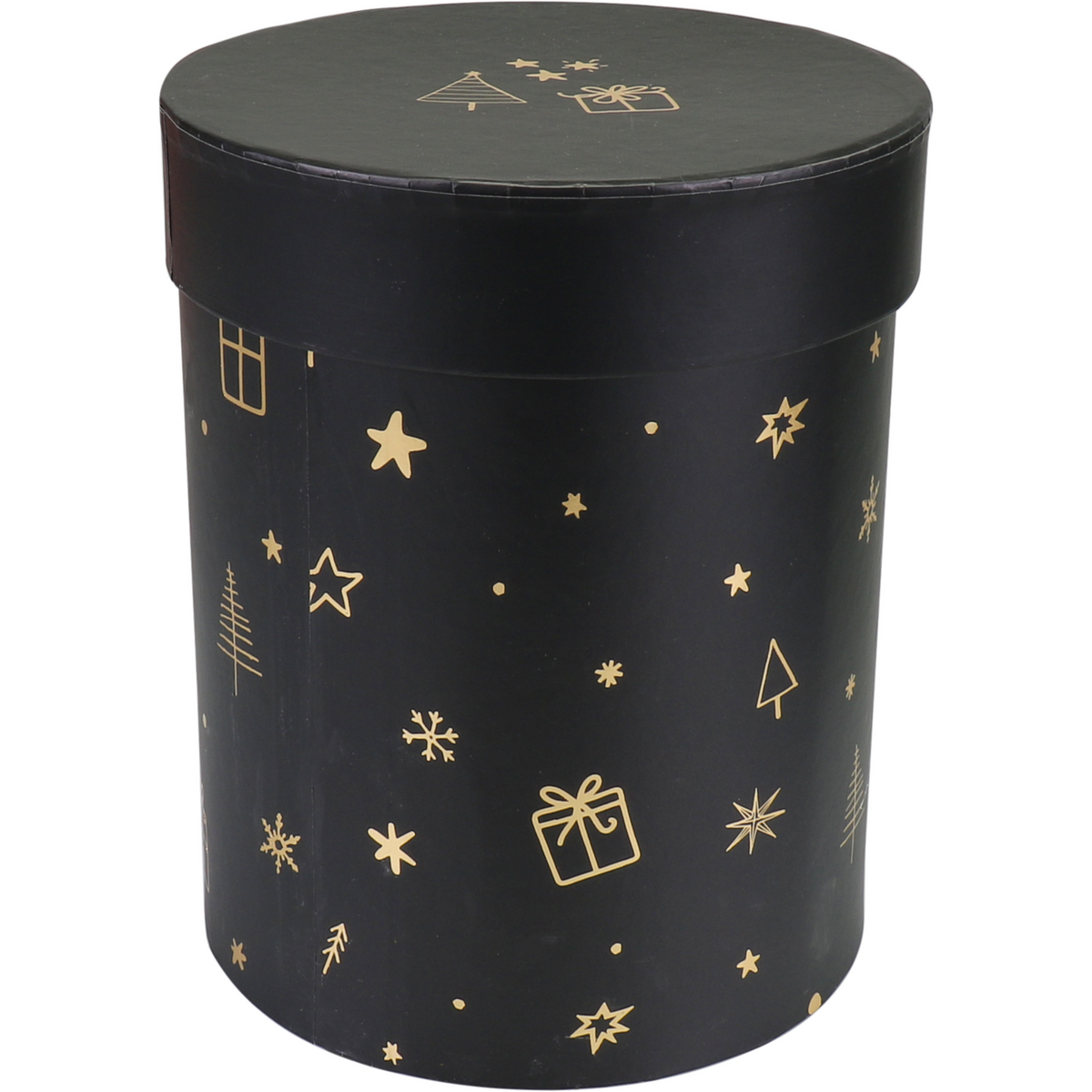 Klika - Geschenkbox | Weihnachten | Karton | 17cm | Ø13cm | Weihnachten | Schwarz/Gold 1 Stücke