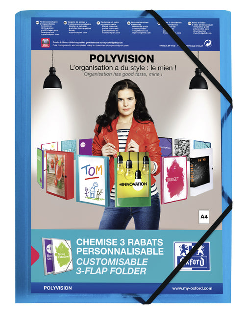 Elastomap Oxford Polyvision A4 mit Insekt -Beutel 3 Ventile pp blau | 12 Stücke