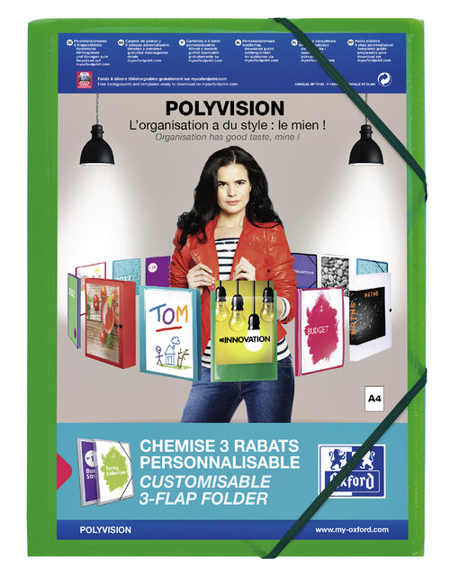 Elastomap Oxford Polyvision A4 mit Insekt -Beutel 3 Ventile PP Green | 12 Stücke