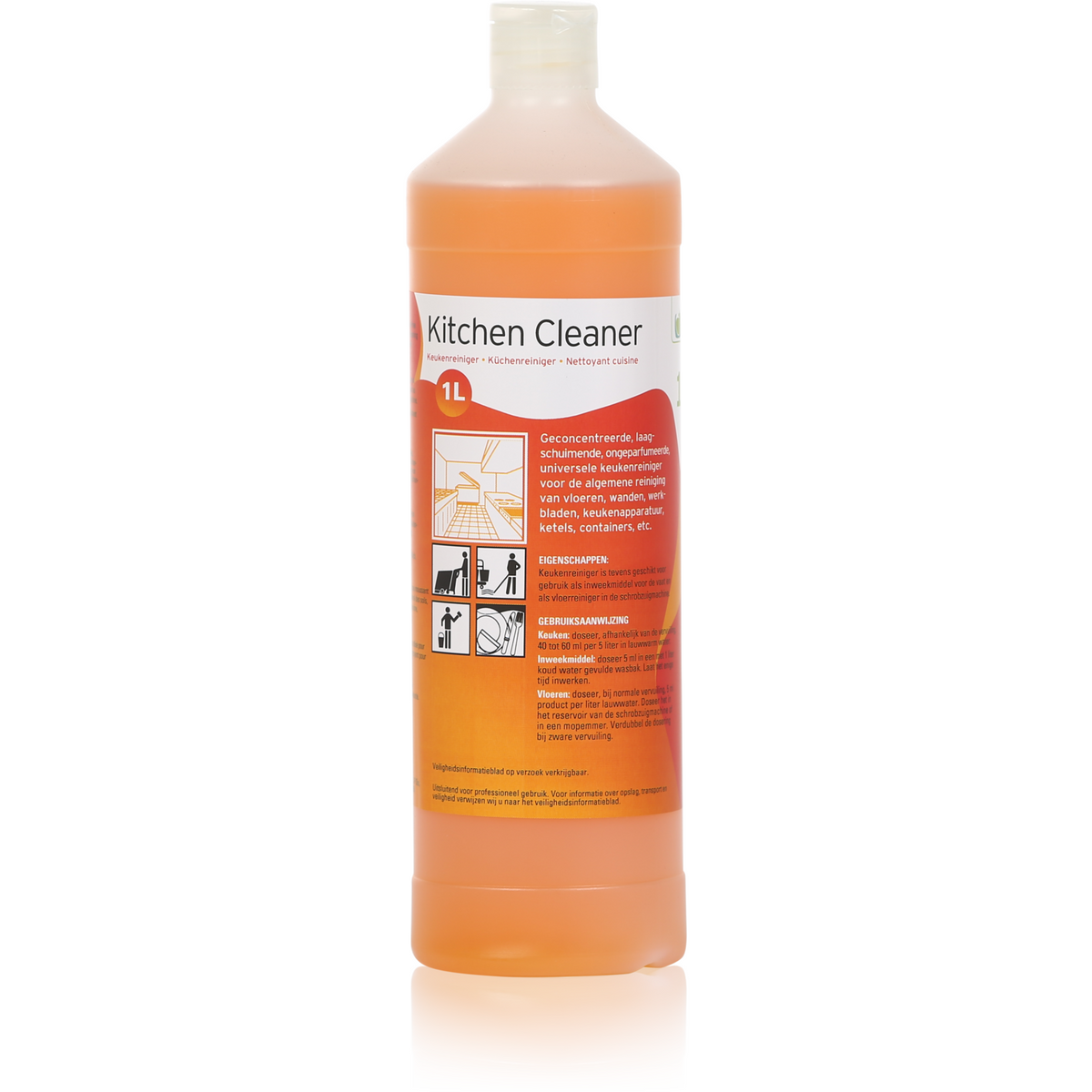Küchenreiniger Sprühflasche | 1l | 9PH | Orange | 1 Stück