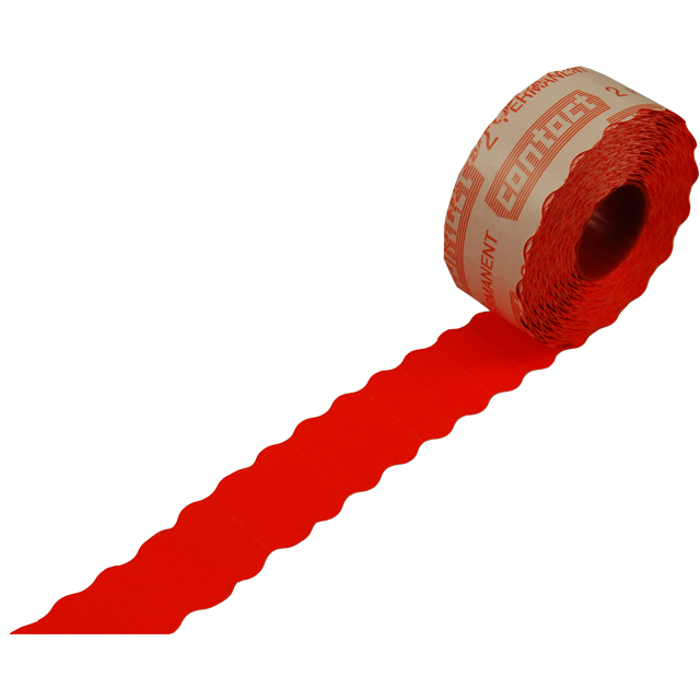 Kontakt - Etikett | Preisetikett Papier permanent 26x12mm | Fluor/Rot | 18 Rolle