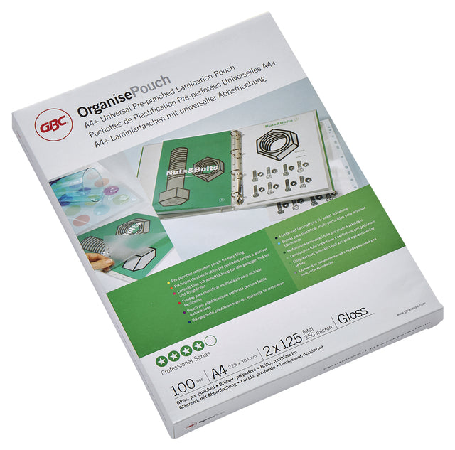 Laminingabdeckung GBC A4+ 4-Gats 2x125micron 100-Pieces