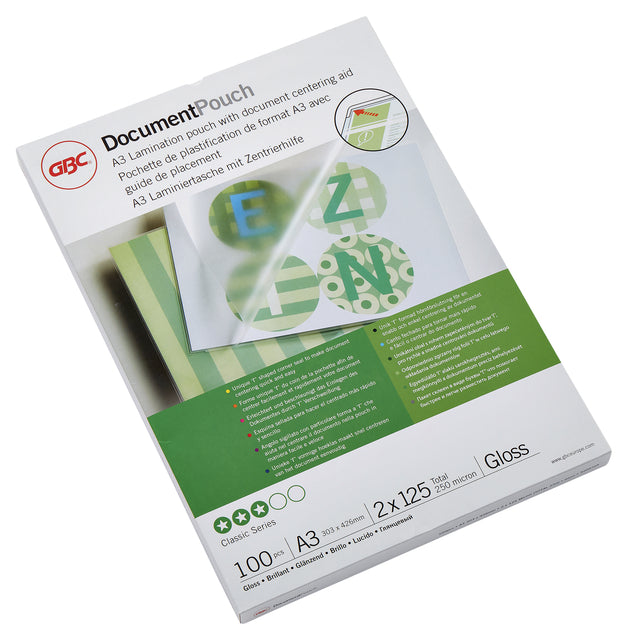 Laminingabdeckung GBC A3 2x125micron 100 -Pieces