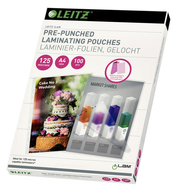 Lamining Cover Leitz A4 mit Perforationsband 2x125Micron Eva 100 -Pieces