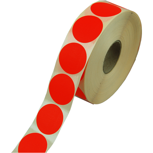 Klika - Label | Werbeetikettpapier abnehmbar ∅35mm | Fluor/Rot | Rollen Sie bei 2000 Teilen