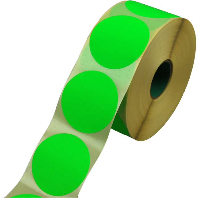 Klika - Label | Werbeetikettpapier permanent ∅62mm | Fluor/Grün | Rollen Sie bei 1500 Stücken