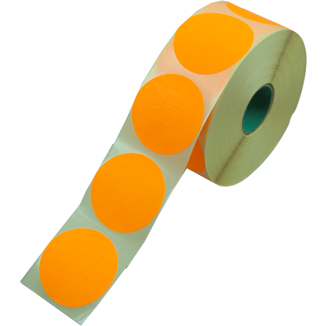 Klika - Label | Werbeetikettpapier permanent ∅62mm | Fluor/Orange | Rollen Sie bei 1500 Stücken