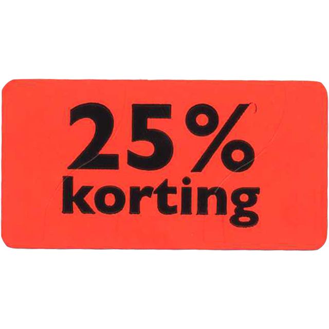 Klika - Label | Werbeetikett Papier 25% Rabatt permanent 47x25mm | Fluor/Rot | Rollen Sie bei 1000 Stücken